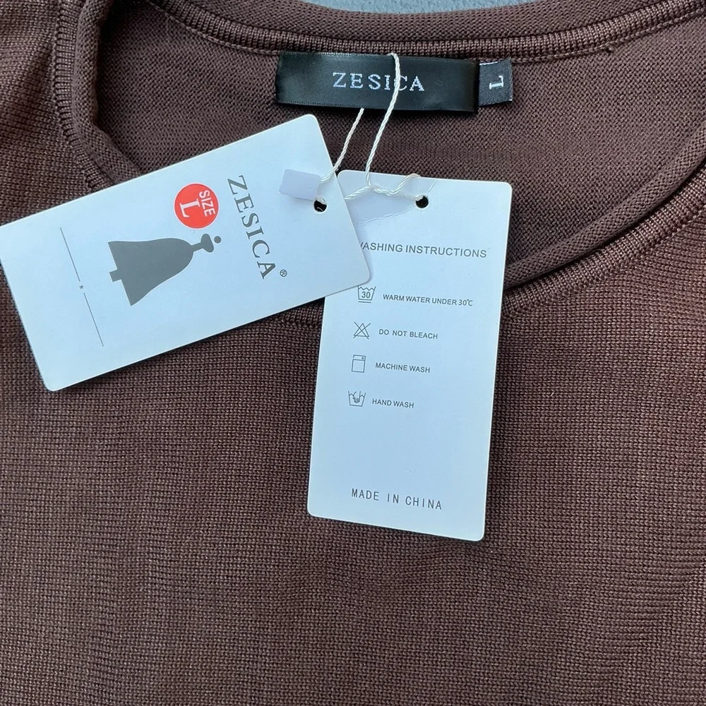 Zesica Brown Long Sleeve Women's Top